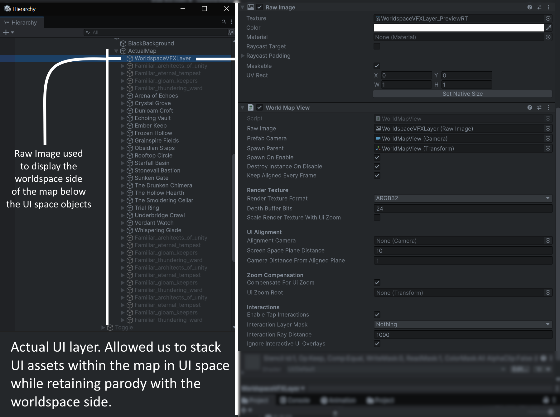 Configurable world map render texture script inspector.