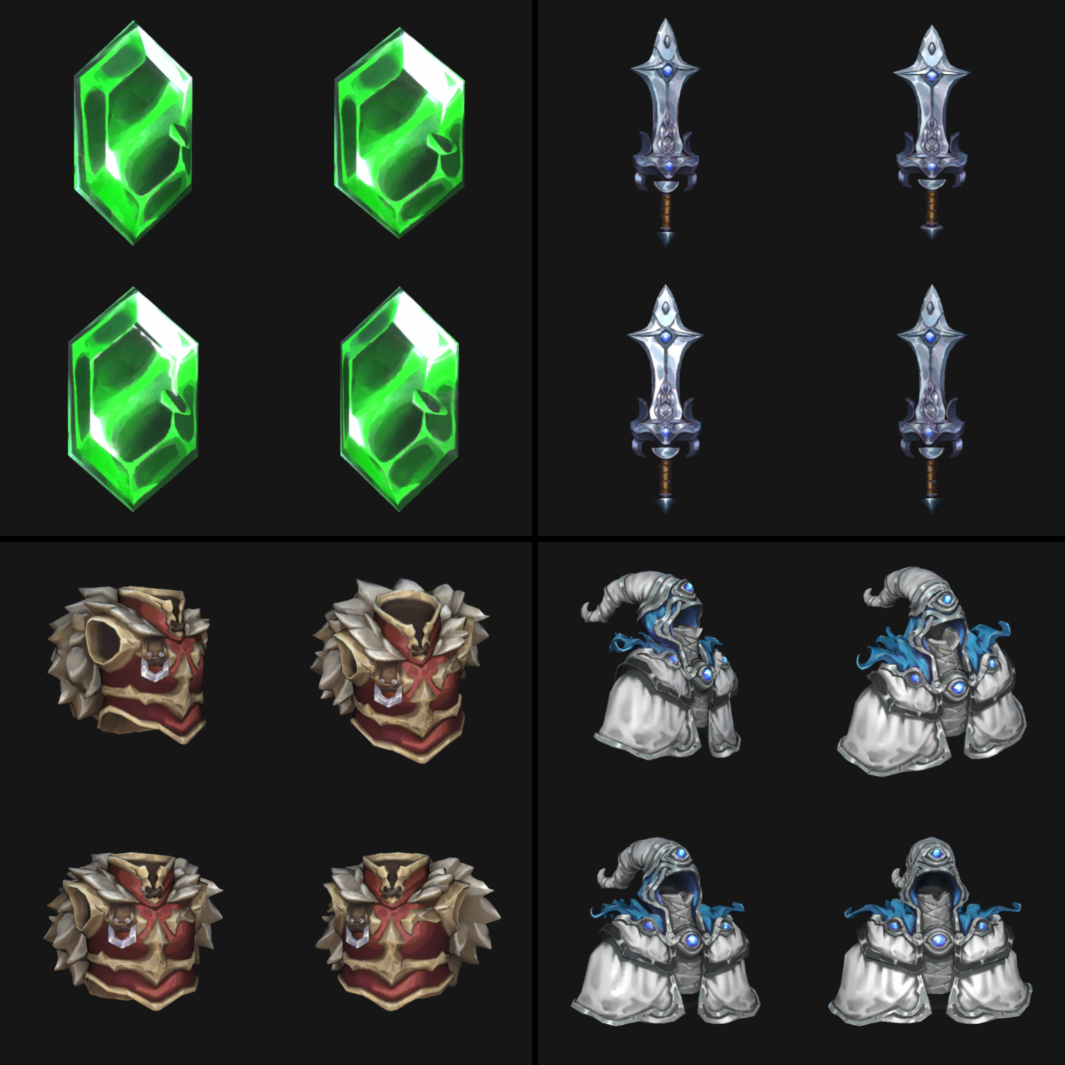Baked impostor slice sheet showing perspective changes across several items.